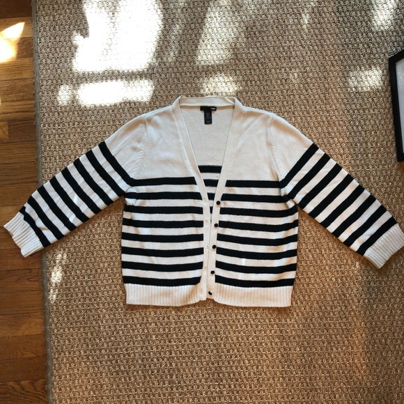 Cream and Black Striped Cardigan - Picture 3 of 6